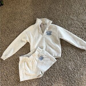 Kids Gray Matching Set with Blue Accents